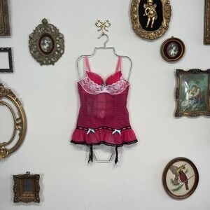 Vintage Victoria's Secret sample Pink Lace Garter Chemise – 34B